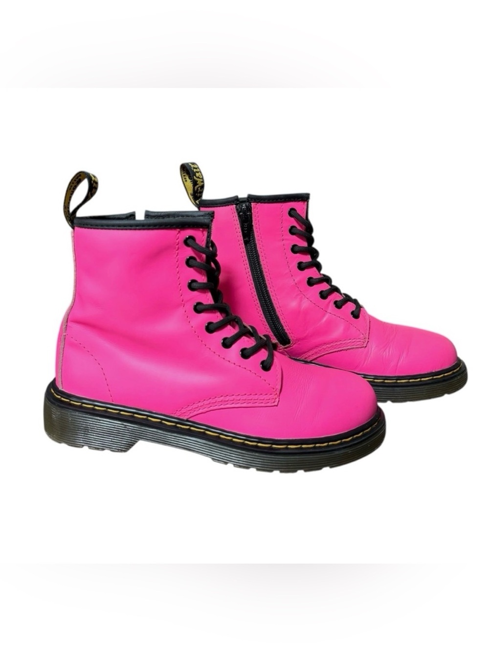 Dr. Martens Girls Romario Boathouse Pink Leather Lace Up Chunky Boot 2 Youth